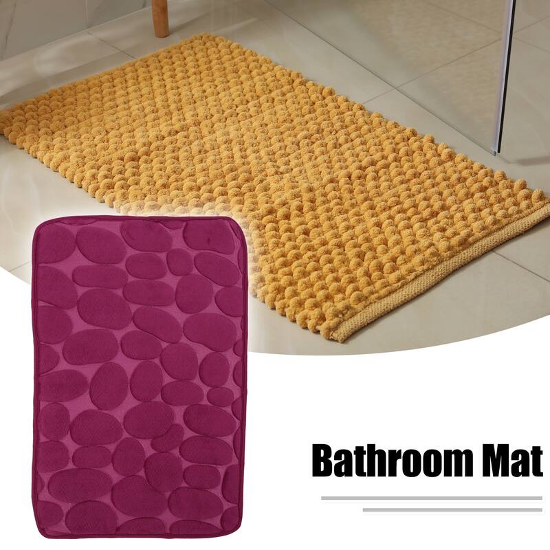 Bathroom Rugs Bath Mat Machine Washable Wine Red Cobblestone Pattern 23.6"x15.7" - Wine Red