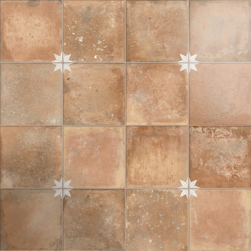 Merola Tile Kings Nonna with White Star 17-7/8" x 17-7/8" Porcelain Floor and Wall Tile