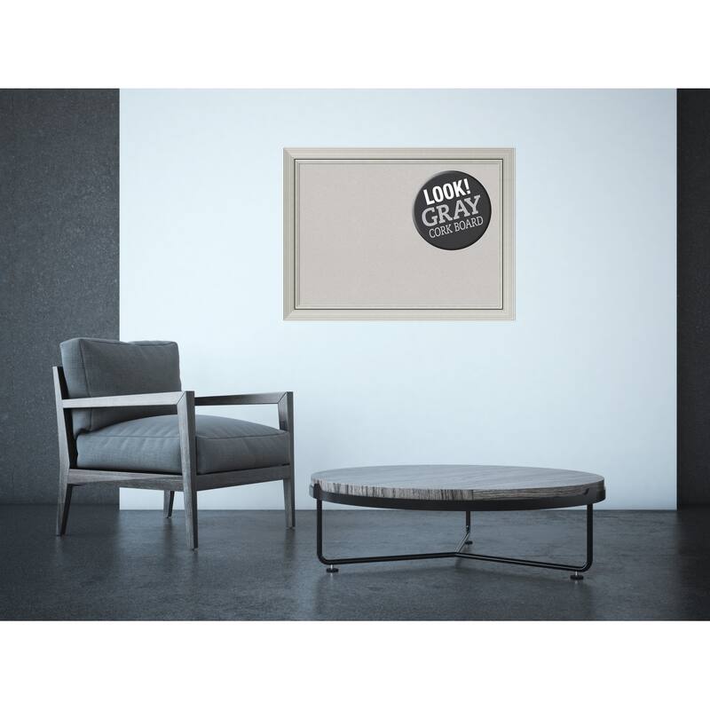 Framed Grey Cork Board, Romano Silver