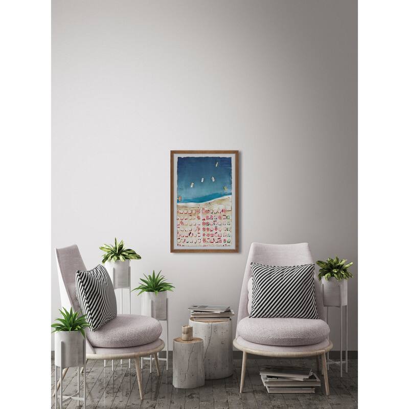 Beach Scene Painting Print - 16x24 Framed Wall Art - Coastal Home Decor - Ready to Hang Artwork