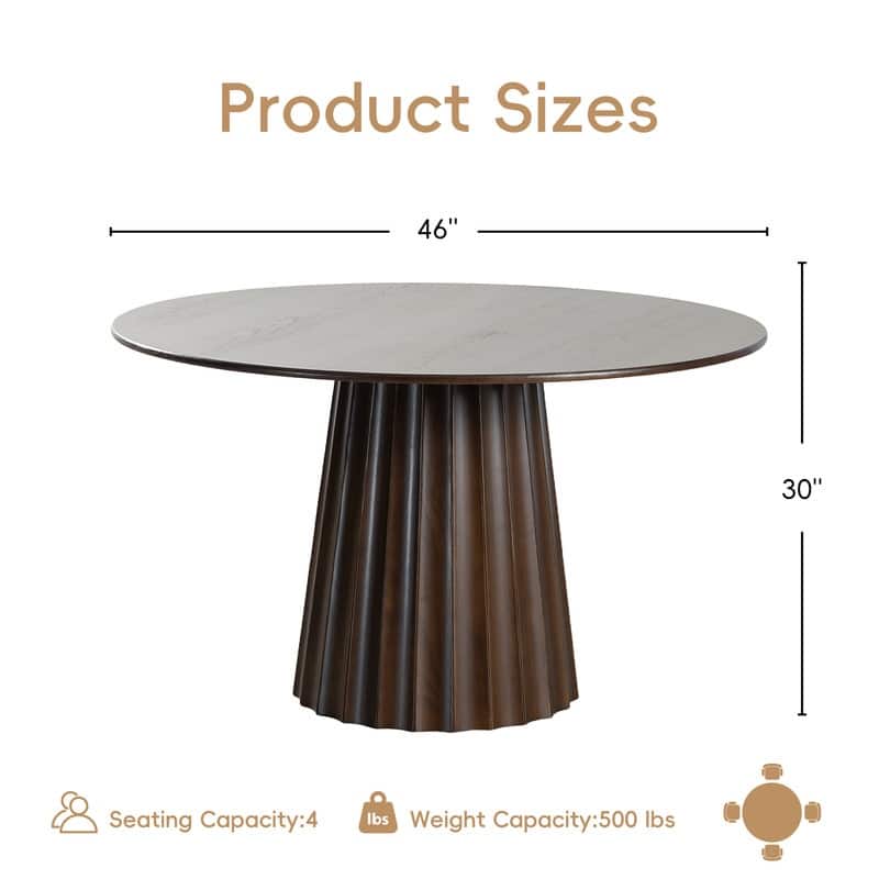 5-Piece Modern Round Dining Table Set with Upholstered Chairs Pedestal Base