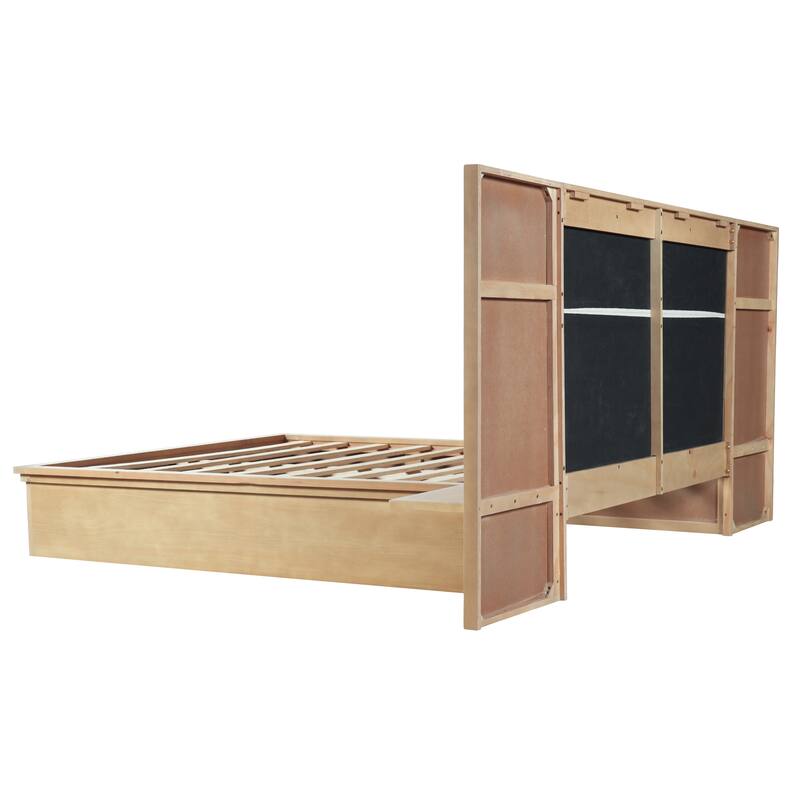 Christopher Knight Home - Avery Platform Bed Frame with Upholstered Headboard & Built-In Side Shelves, No Box Spring Needed