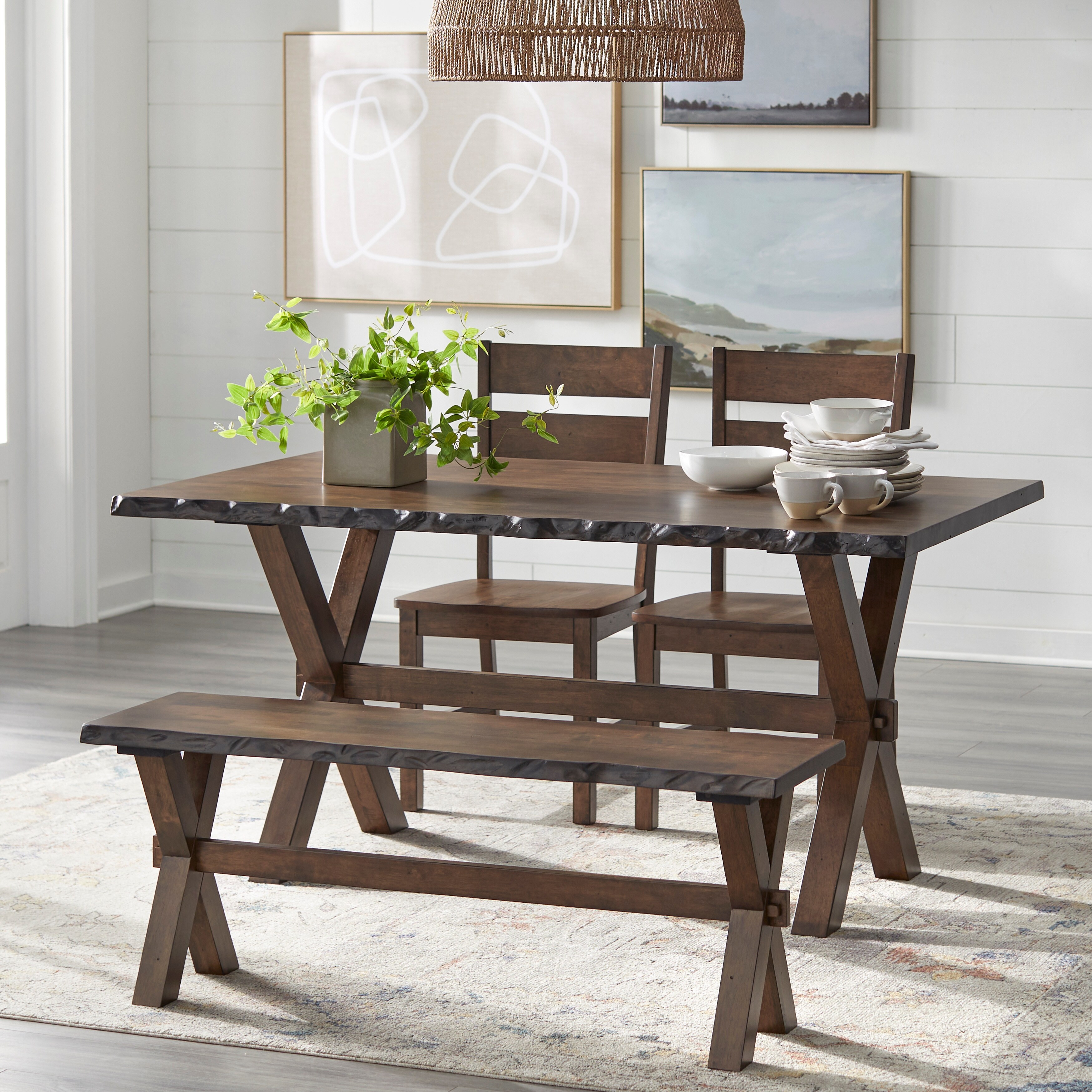 Simple Living Mandeville Live Edge Solid Wood Walnut Dining Table