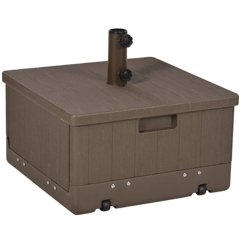 Outsunny 3-in-1 Outdoor Umbrella Base, Coffee End Table, Planter Box with Drainage, 175lbs Capacity Patio Umbrella Stand Table