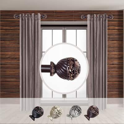 Side Curtain Rod Set - 12-20" Mahogany Finish - Steel Rod & Resin Finials - Home Decor Window Treatment - 20
