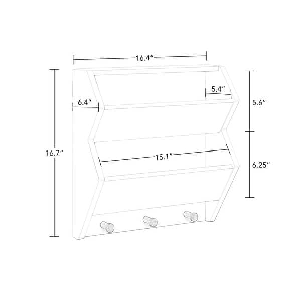 dimension image slide 0 of 2, RiverRidge Kids Catch-All Wall Bookshelf with 2 Toy Storage Cubbies and 3 Wooden Hooks for Playroom, Nursery - White