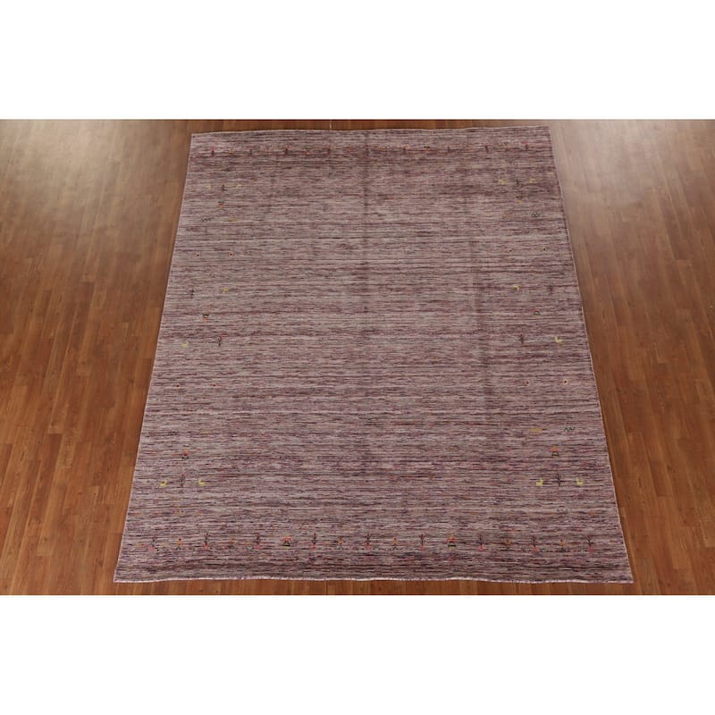 Gabbeh Indian Area Rug Hand-Knotted Tribal Wool Carpet - 8'0"x 9'11"