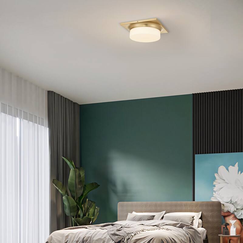 Aura 13" Antique Brass LED Flush Mount Ceiling Light