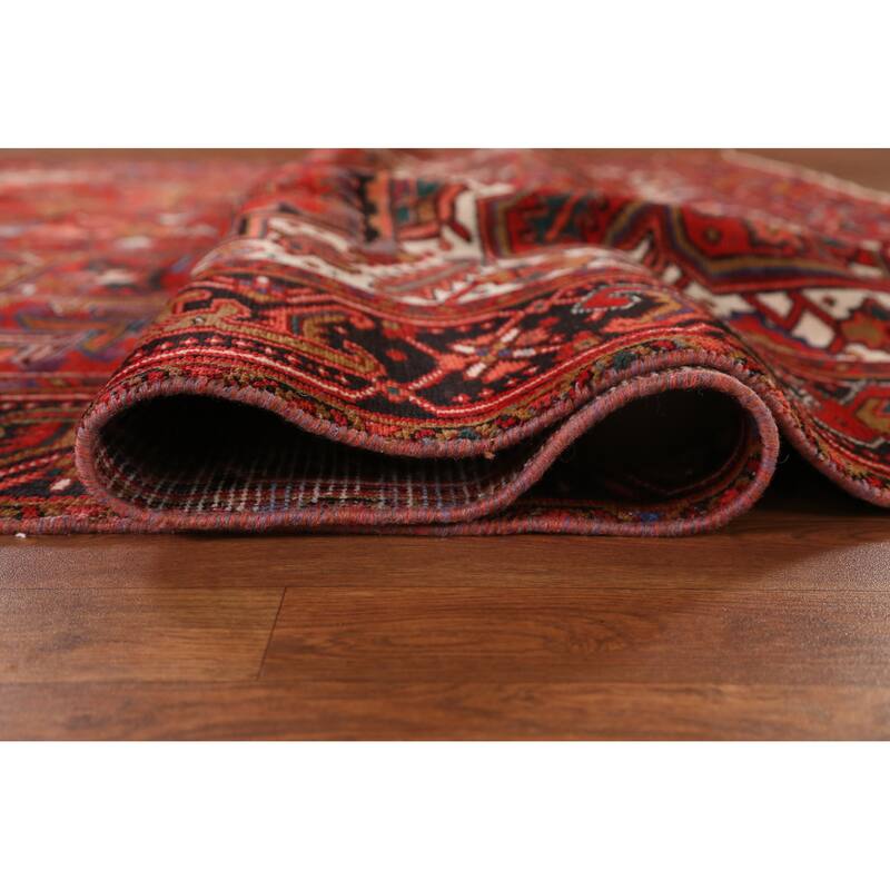 Hand Knotted Oriental 100% Wool Carpet Traditional Medallion Red Heriz Area Rug - 11' 0'' X 7' 3''