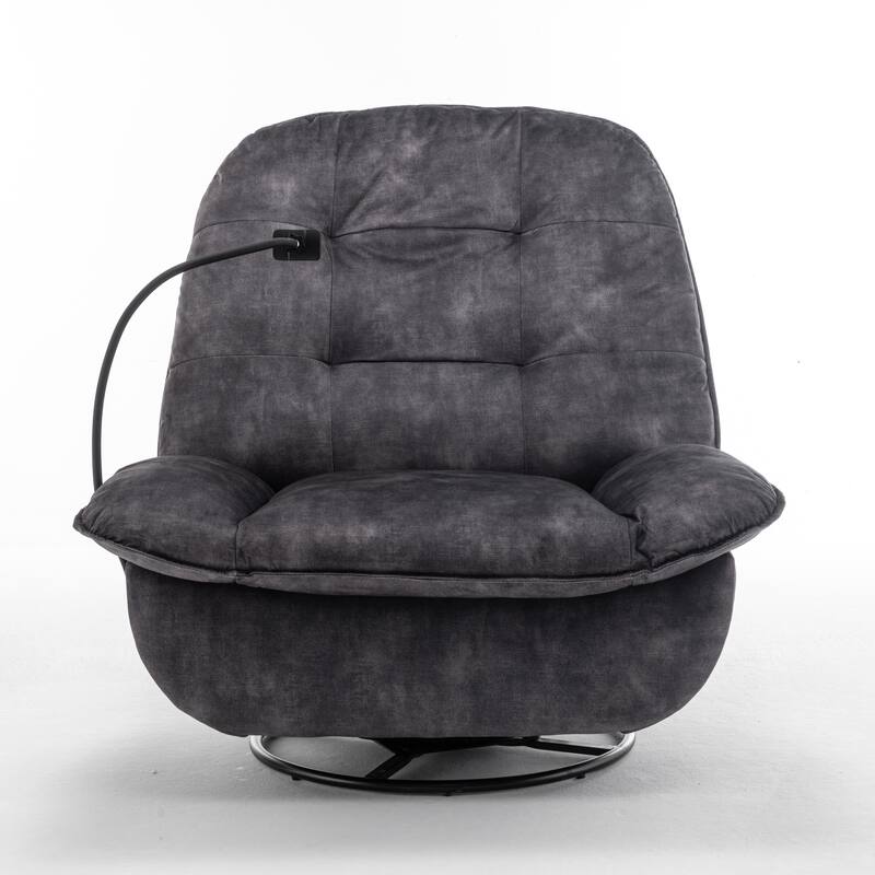 Living Room Recliner,Reclining Lazy Chair,Mobile Phone Holder,Reading Chair,Swivel Gliding Rocking Chair,Gold-Stamped Velvet