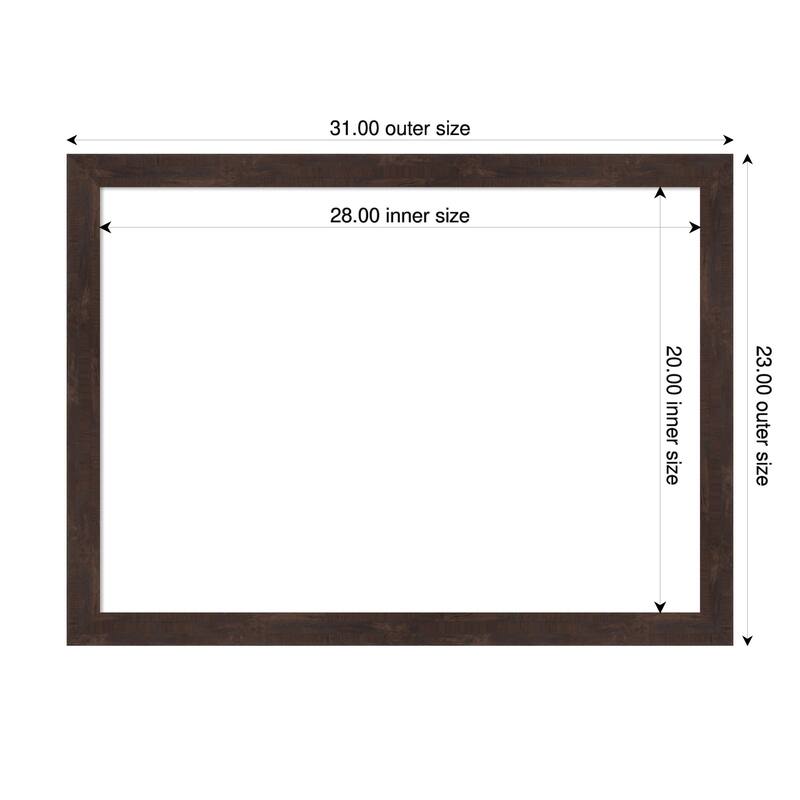 Amanti Art Fresco Dark Walnut Framed Dry Erase Magnetic Board - 31 x 23 in - Fresco Dark Walnut