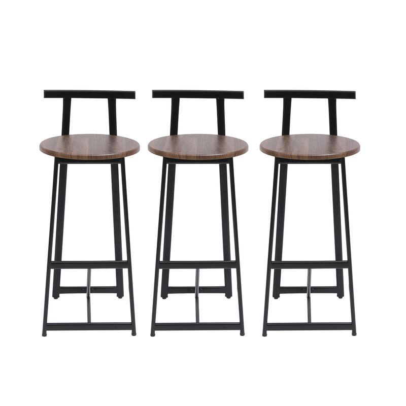 Bar Stools Kitchen Island Bar Chairs Set of 3 Metal Counter Barstools with Backrest for Dining Pub Room