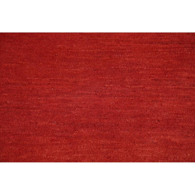 Contemporary Red Gabbeh Oriental Foyer Rug Handmade Wool Carpet - 3'4"x 4'10"