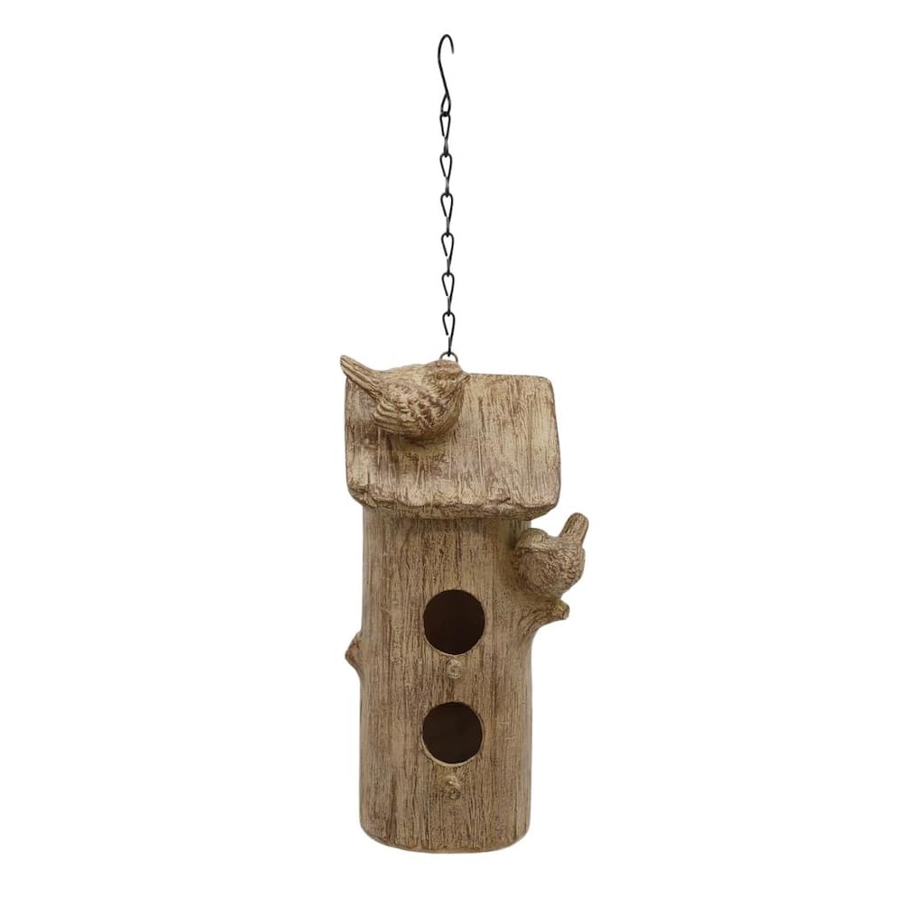 Transpac Resin Birdhouse w/2 Birds Home Decorations Spring