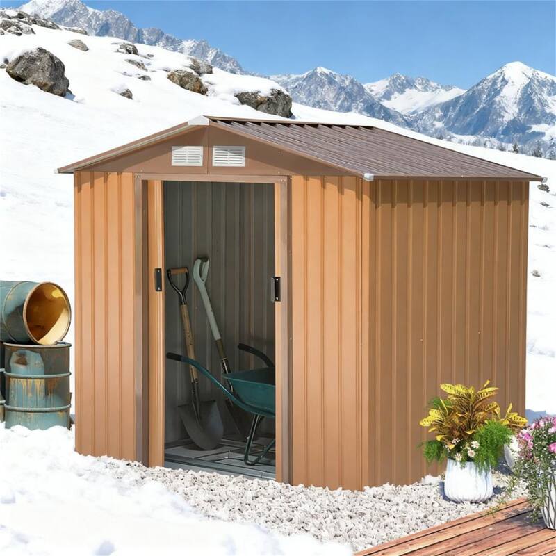 7' x 4' Outdoor Storage Shed, Garden Tool House w/ Foundation Kit Vents