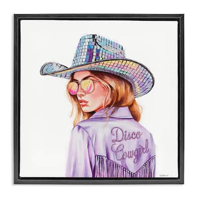 Stupell Purple Disco Cowgirl Framed Floater Canvas Wall Art Design By Amanda Greenwood