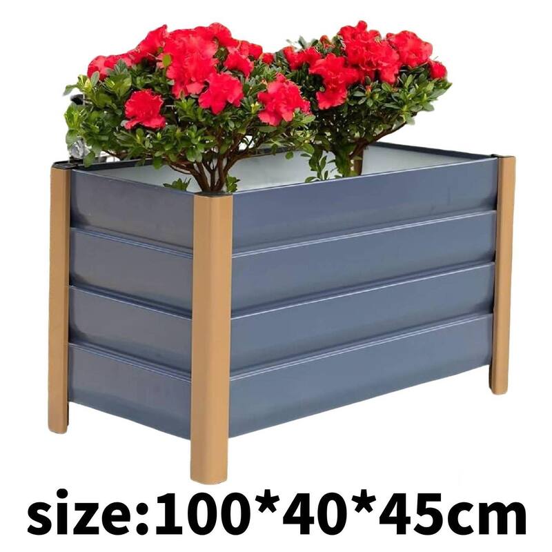 39.37" Single-Layer Deep Bottom Drainable Planting Bed, Raised Garden Bed, Grey - N/A