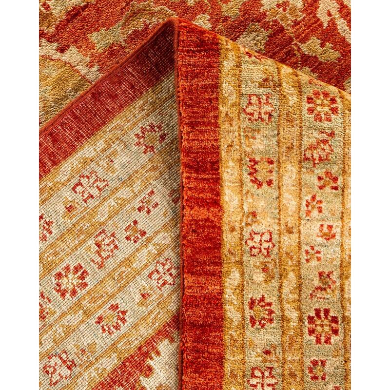 Overton Hand Knotted Wool Vintage Inspired Modern Contemporary Eclectic Red Area Rug - 9' 10" x 13' 0"