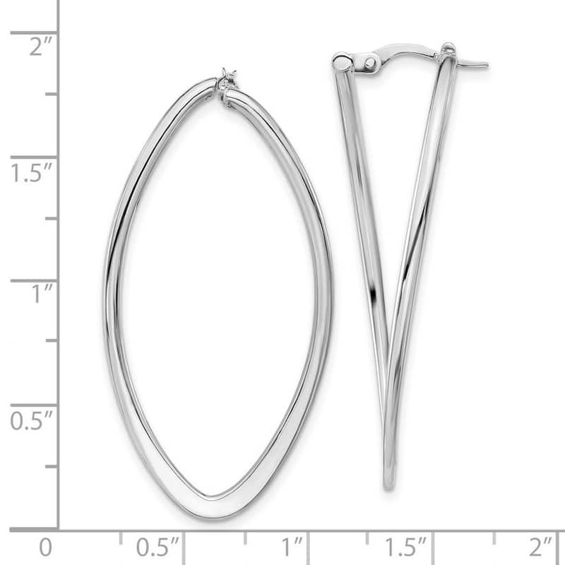 Curata 14k White Gold Polished Oval Hoop Earrings - 44.73x23.32mm