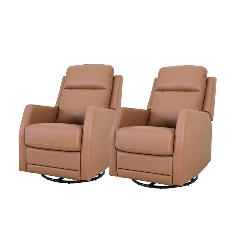 Esteban Modern Faux Leather Manual Rocking Swivel Recliner with Wingback Set of 2