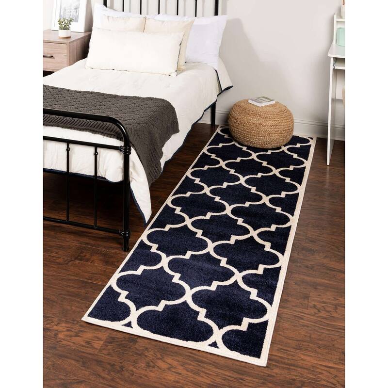 Contemporary Akiva Collection Area Rug - 2'7"x8' - Navy Blue