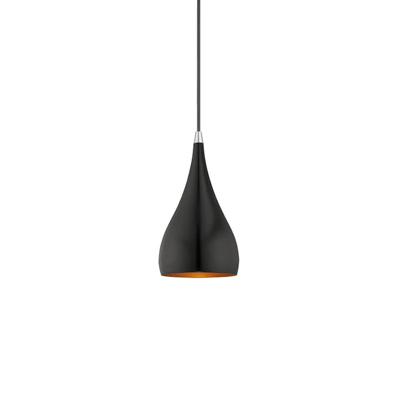 Livex Lighting Single Light 6" Wide Mini Pendant - Shiny Black