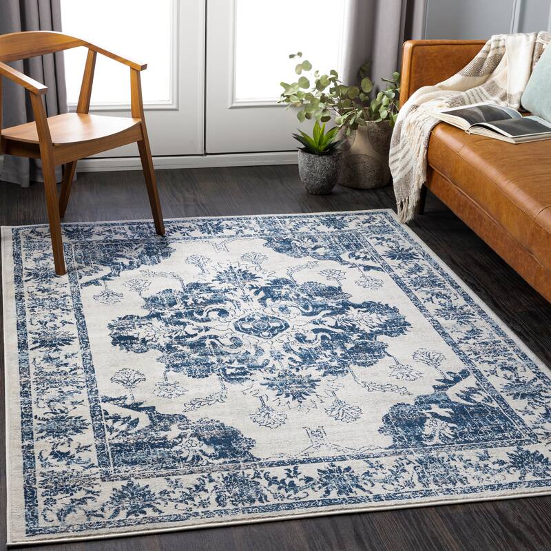Livabliss Clairee Distressed Medallion Area Rug