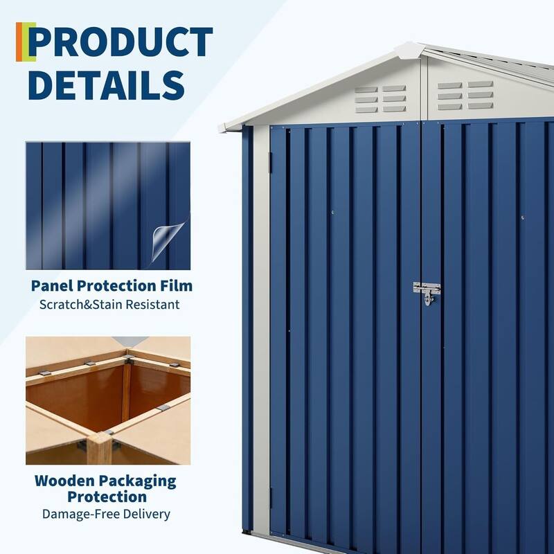 6×4FT Storage Shed Metal Tool Garden Shed for Garden, Backyard, Patio