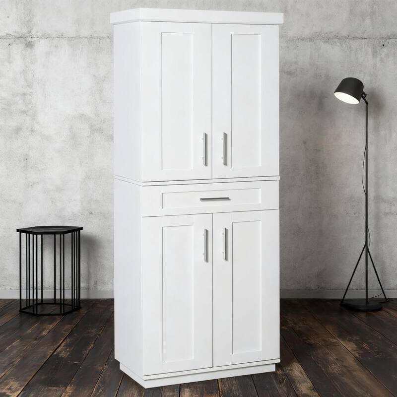 Kitchen Pantry Modern Kitchen Pantry Freestanding Cabinet Cupboard - White