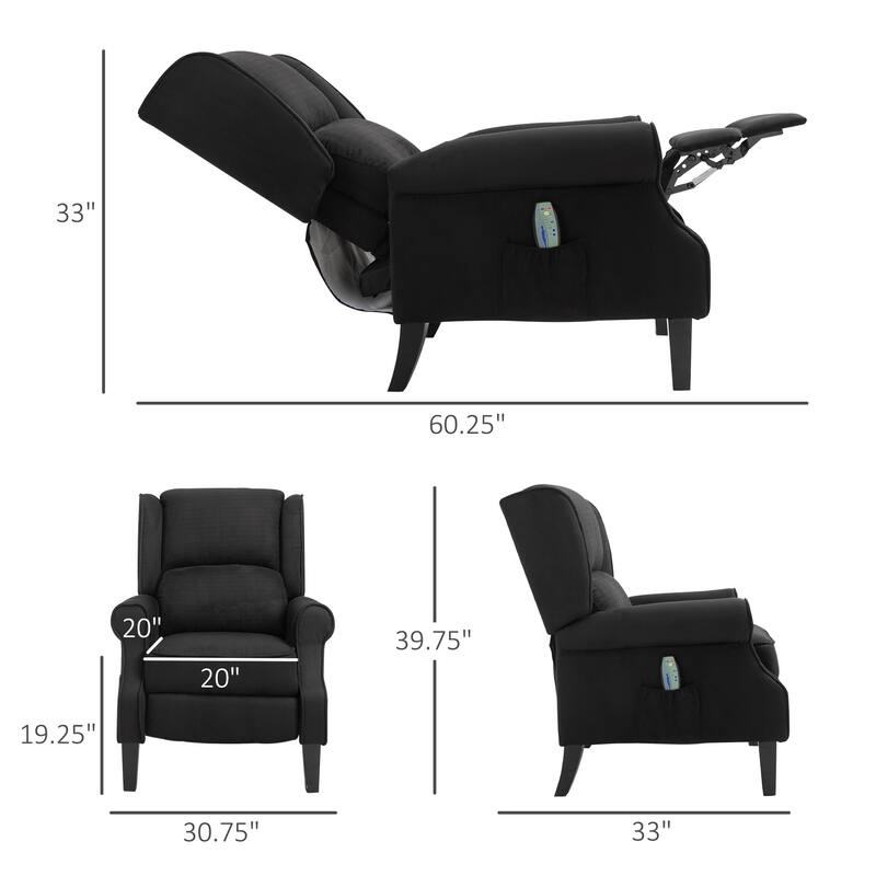 Wingback Heated Vibrating Massage Chair with Remote Controller