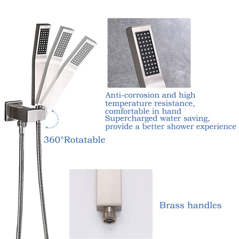 Modland Luxury Wall Mounted Bathtub Faucet With High-pressure Handheld Shower and Tub Spout