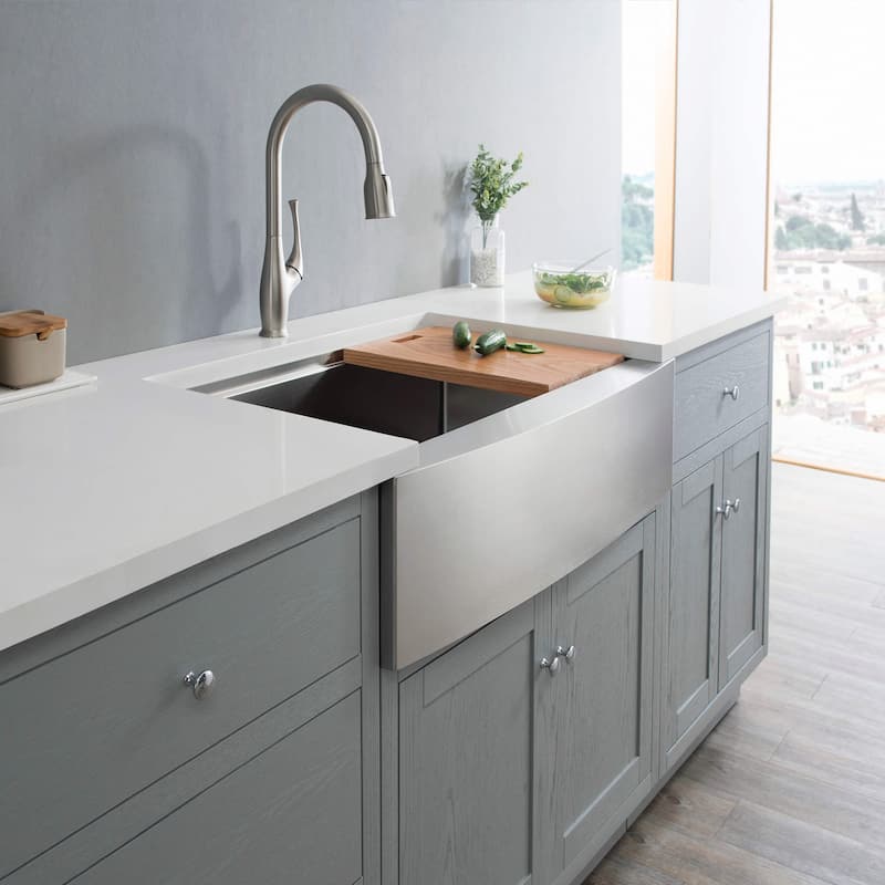 Handcrafted Farmhouse Apron Single Bowl Stainless Steel Kitchen Sink
