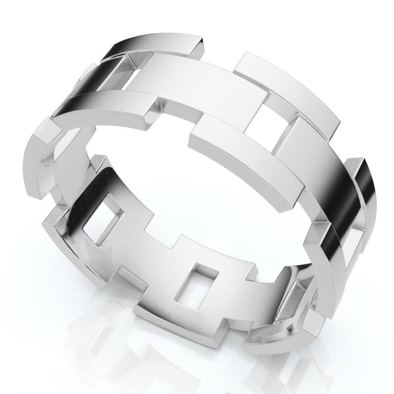 Men's Calvin 8mm Interlocked Wedding Band Gold Band