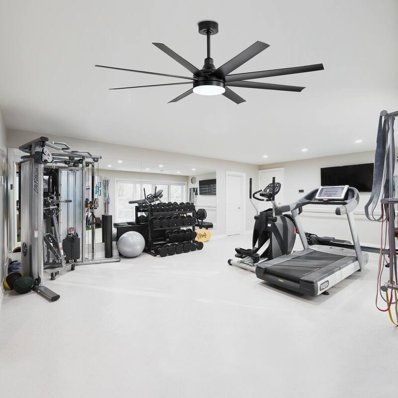 52"/ 65"/72" Black LED Ceiling Fan with Light Kit and Remote(5/8 Blade)