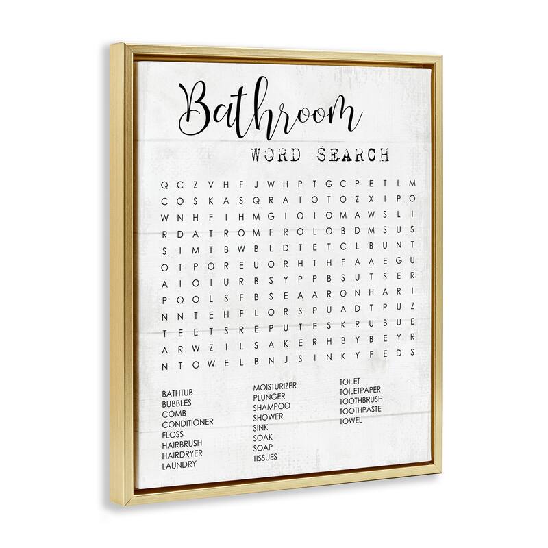 Stupell Bathroom Word Search Fun Family Word Design Floater Frame - Black