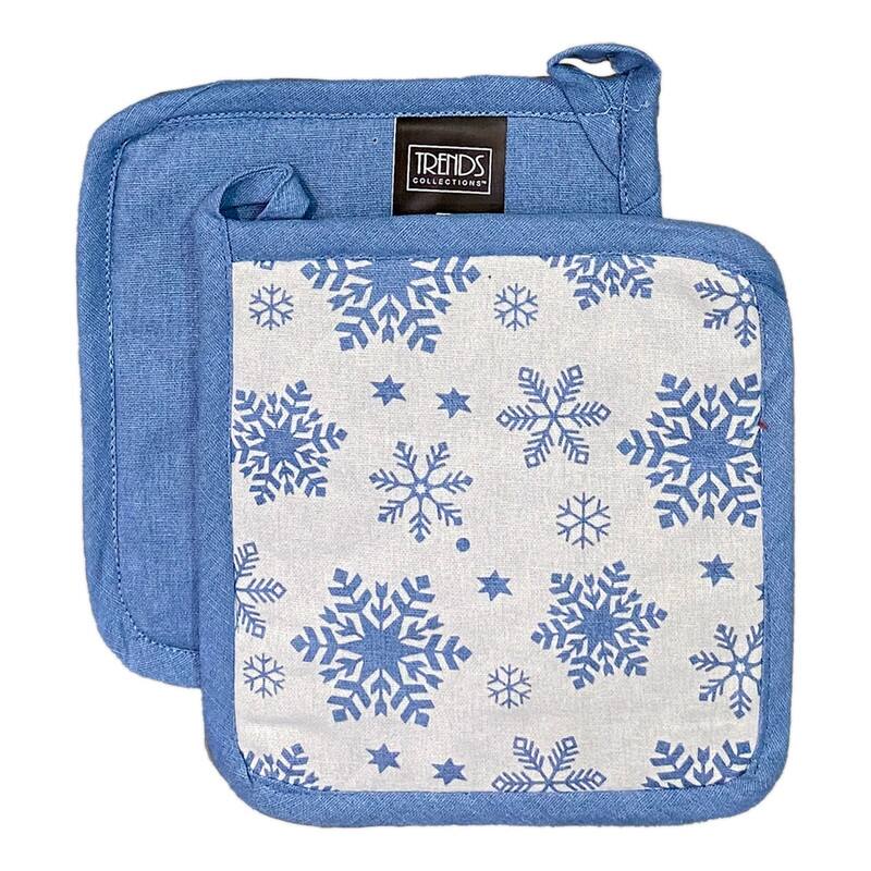 Snowflake 100 Cotton 6pc Kitchen Towel, Pot Holder, Oven mitt Set Bed