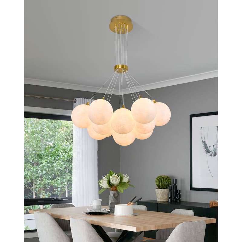 13 - Light Dimmable Globe Chandelier - Brushed Gold