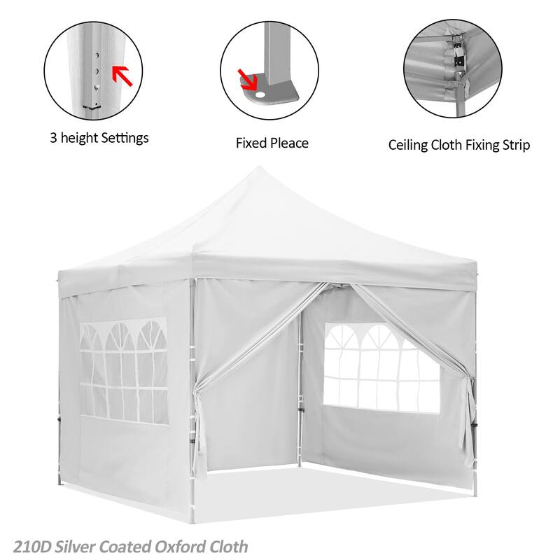 Zenova 10x10 Pop Up Canopy Tent Instant Folding Shelter With 4 Sidewalls with Free Mosquito Net - 10*10FT