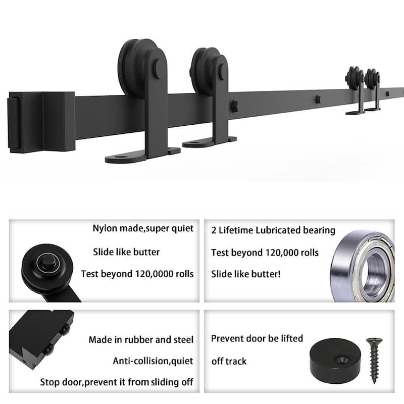 WINSOON 5-12 FT Double Doors Antique Top Mount Sliding Barn Door Hardware
