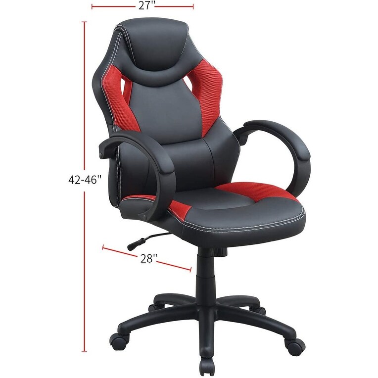 Lumbar Support Office Chair Cushioned Comfort Chair Relax Gaming Office Work with Ergonomic Arm Wheels Black and Red Color