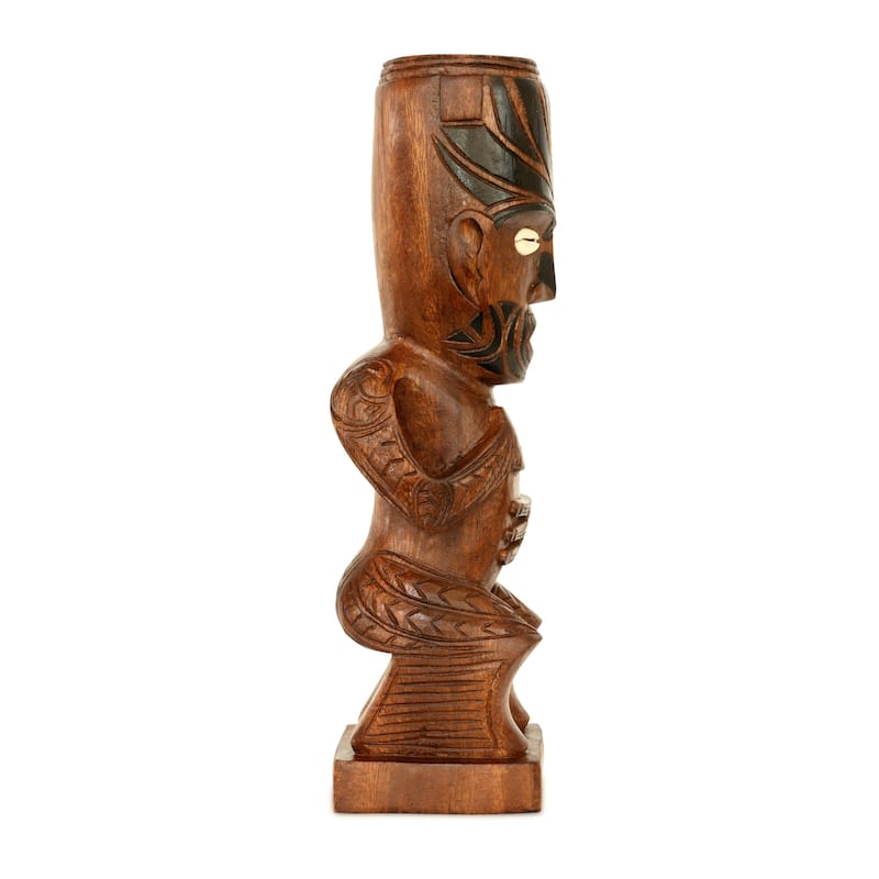 Handmade Wooden Primitive Tattoo Face Tribal Statue Sculpture Tiki Bar Totem Handcrafted Unique Gift Home Decor Accent Figuri