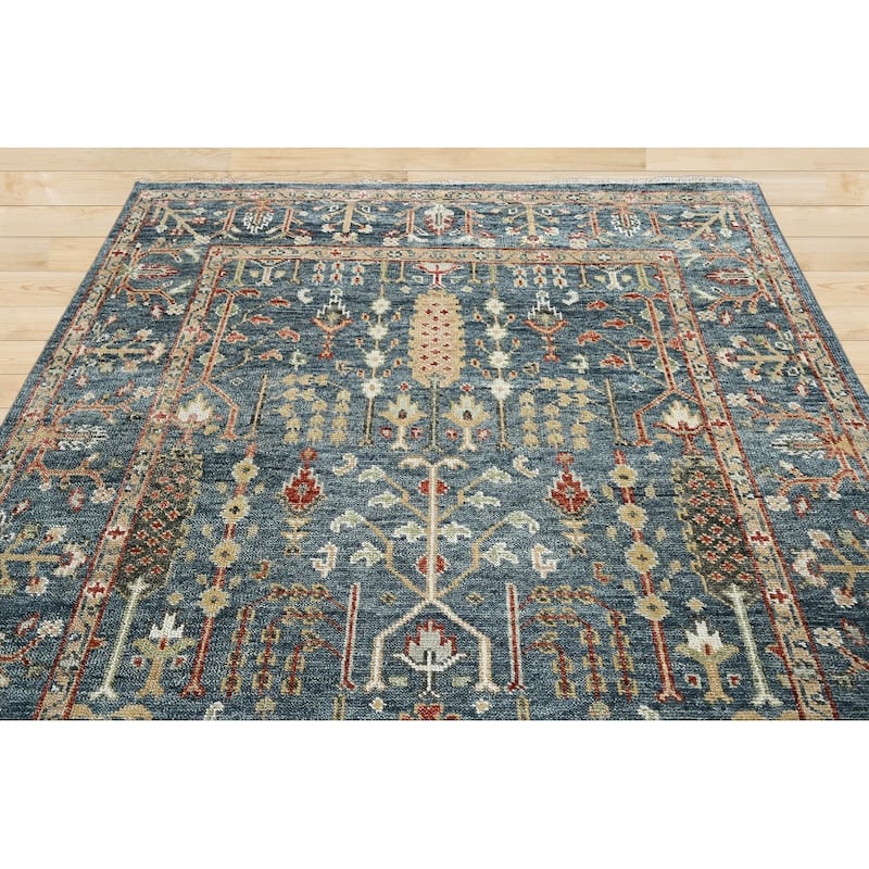 LoomBloom Slate Hand Knotted Traditional Oushak 100% Wool Area Rug