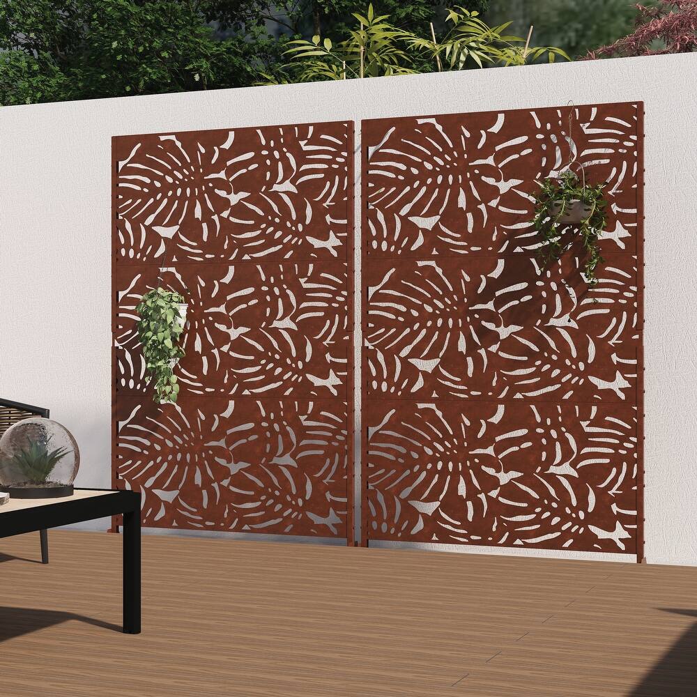 Outdoor Privacy Screen with Stand for Patio Garden Metal Fence