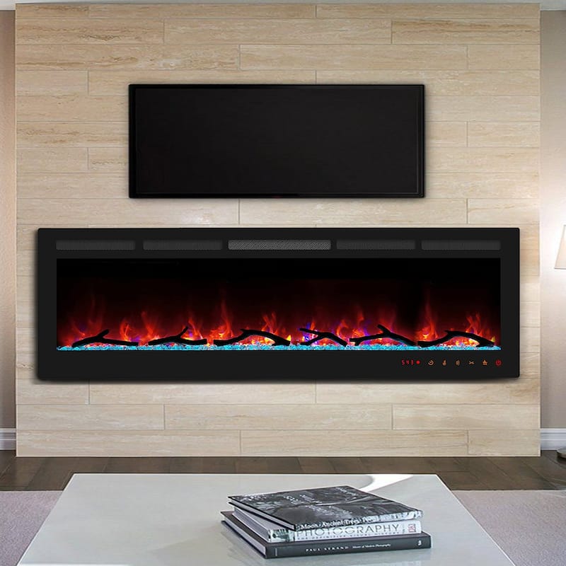 Clihome 30-72Inch Recessed Wall-mounted w/ RC (1500W) Electric Fireplace