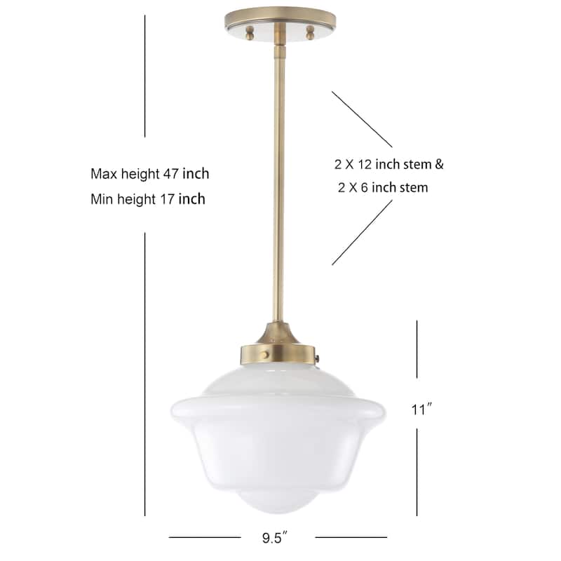 Cleo Adjustable Drop Metal/Glass LED Pendant, by JONATHAN Y