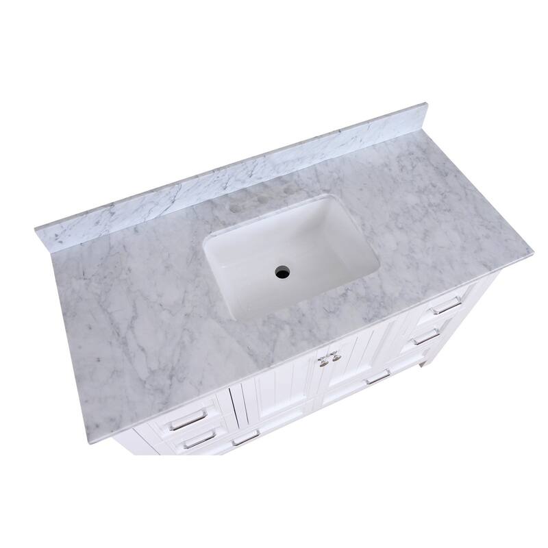 KitchenBathCollection Paige 48" Bathroom Vanity with Carrara Marble Top