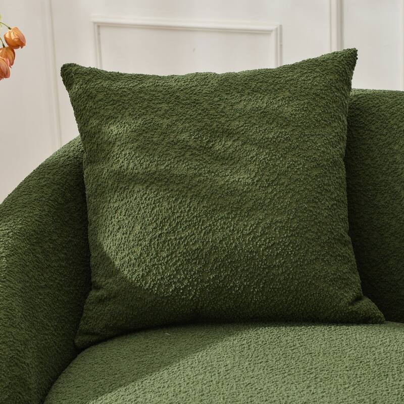 KINWELL 68" W Upholstered Sherpa Boucle Loveseat with 2 Pillows - 2-Seater