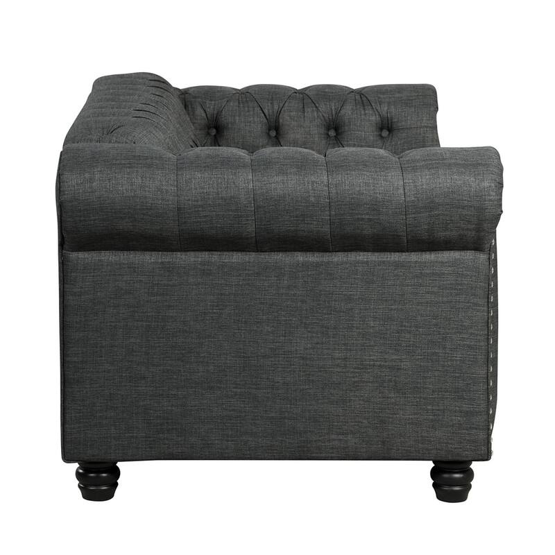 Morden Fort Tufted Upholstered Chesterfield set Loveseat, Sofa 2 PCS for Living Room, Fabric, Linen