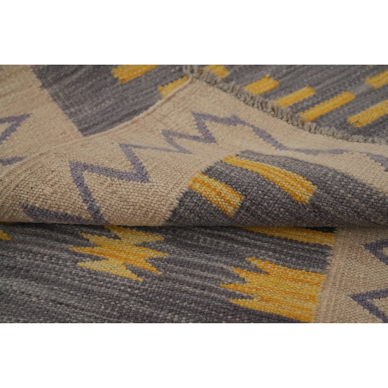 Hand Woven Oriental 100% Wool Carpet Southwestern Tribal Purples Kilim Runner Rug - 8' 0'' X 2' 1''