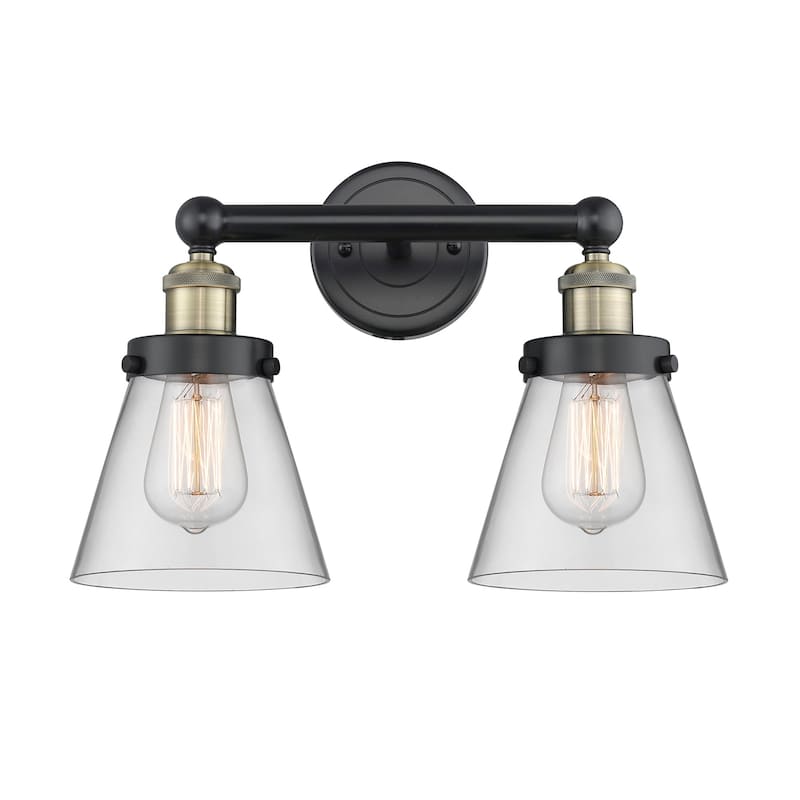 Innovations Lighting 616-2W-10-16 Cone Vanity Cone 2 Light 16" Wide - Black Antique Brass / Clear